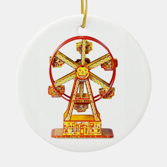 Vintages mechanisches Riesenrad Keramikornament (Vorne)
