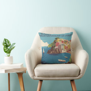 Vintages mediterranes Reisedesign Kissen