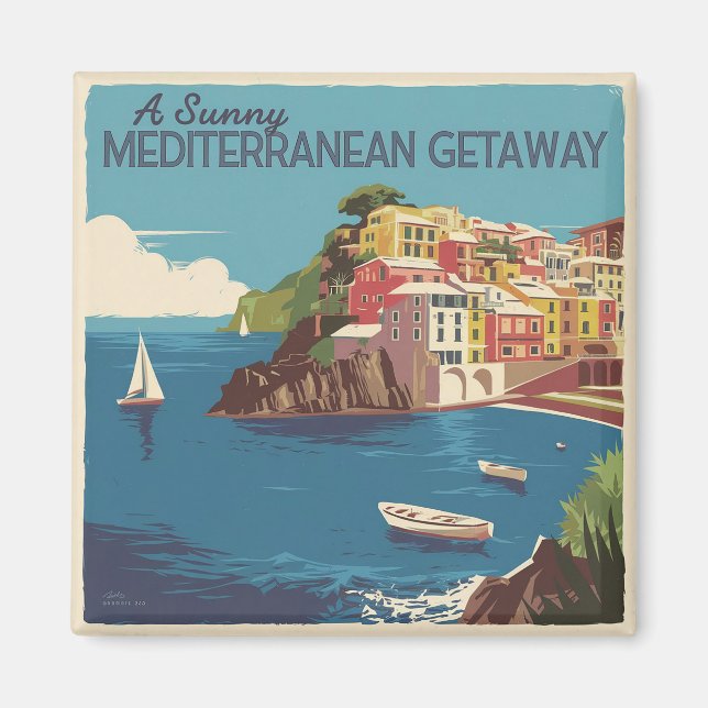 Vintages mediterranes Reisedesign Magnet (Vorne)