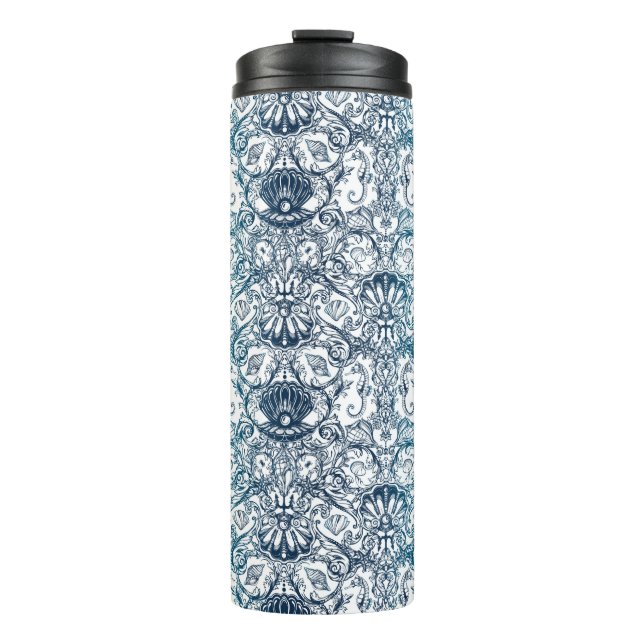 Vintages Meeresmuster Thermosbecher (Vorderseite)