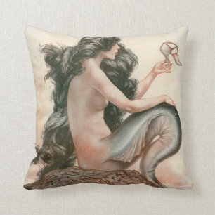 VINTAGES MEERJUNGFRAUthrow-KISSEN Kissen