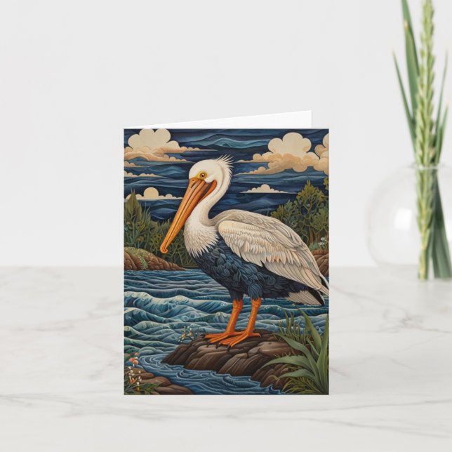 Vintages Meervogelpelikan Einladung (Vorderseite)