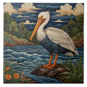 Vintages Meervogelpelikan Fliese