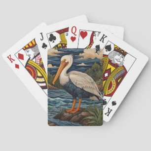 Vintages Meervogelpelikan Spielkarten