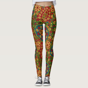 Vintages mehrfarbiges Blumenband Leggings