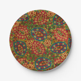 Vintages mehrfarbiges Blumenband Pappteller