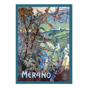Vintages Meran-Italien-Reiseplakat Fotodruck