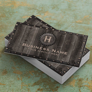 Vintages Metall Gerahmt Monogram Elegant Barnholz Visitenkarte