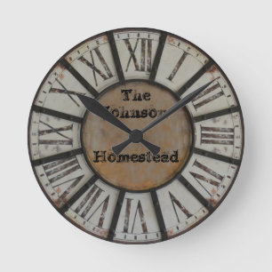 Vintages Metalldesign und Stil mit römischen Zahl Runde Wanduhr