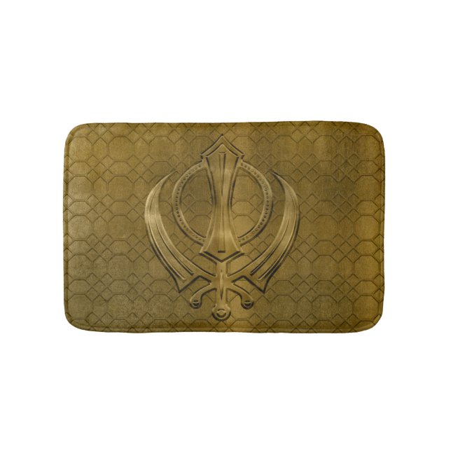 Vintages MetallgoldKhanda Symbol Badematte (Vorderseite)