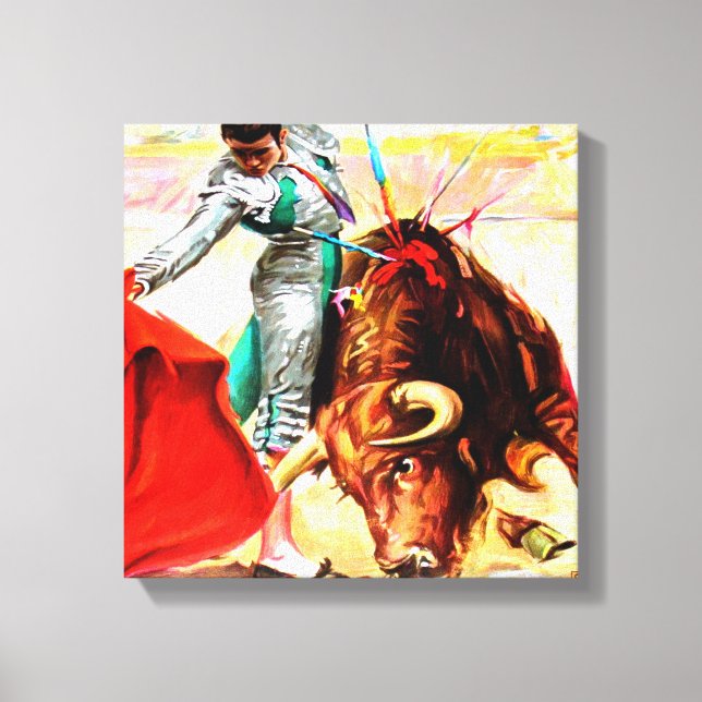 Vintages mexikanisches Bull Fight Poster Wrapped C Leinwanddruck (Vorderseite)