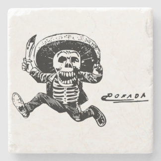 Vintages mexikanisches Skeleton Messer Posada Steinuntersetzer