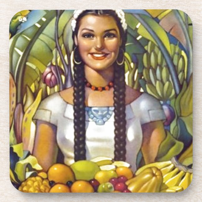 Vintages Mexiko Reisewerbung Getränkeuntersetzer (Vorderseite)