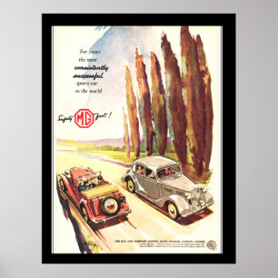 Vintages MG Cars Transport Poster