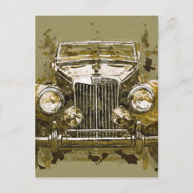 Vintages MG-Sportwagen Postkarte (Vorderseite)