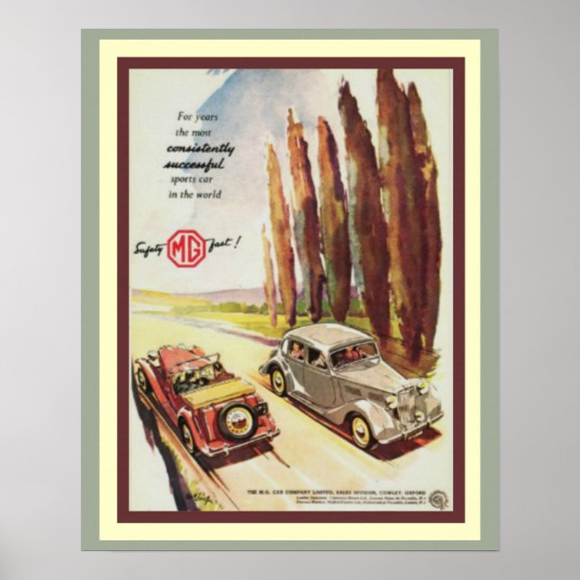 Vintages MG Sportwagen und Plakat (Vorne)