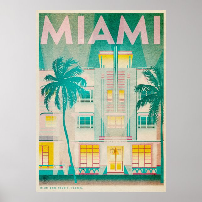 Vintages Miami, Ocean Drive Travel Poster (Vorne)