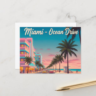 Vintages Miami, Ozeanfahrt Postkarte