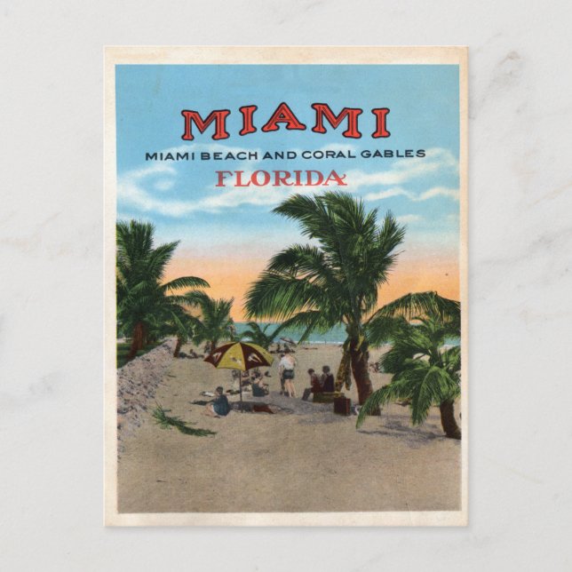 Vintages Miami und Korallengabel Florida Postkarte (Vorderseite)