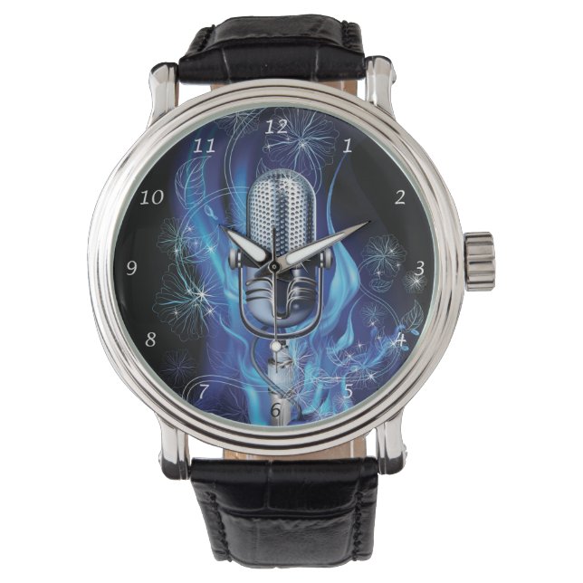 Vintages Mikrofon Armbanduhr (Vorderseite)