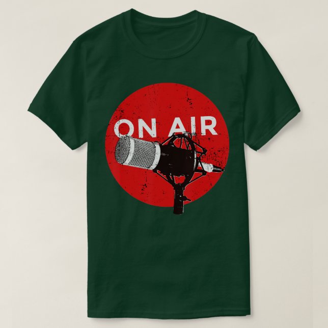 Vintages Mikrofon im Retrostil auf Luftfunksendern T-Shirt (Design vorne)