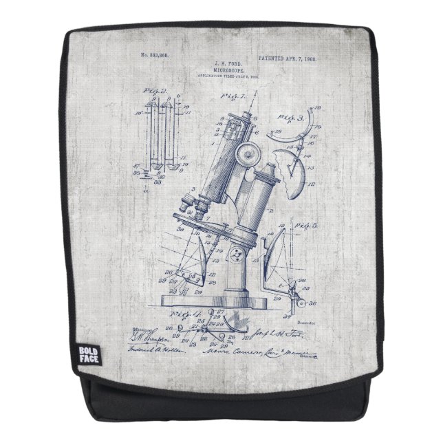 Vintages MikroskopPatent Rucksack (Vorderseite)