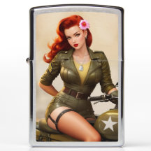 Vintages militärisches Motorrad-Pinup-Lighter