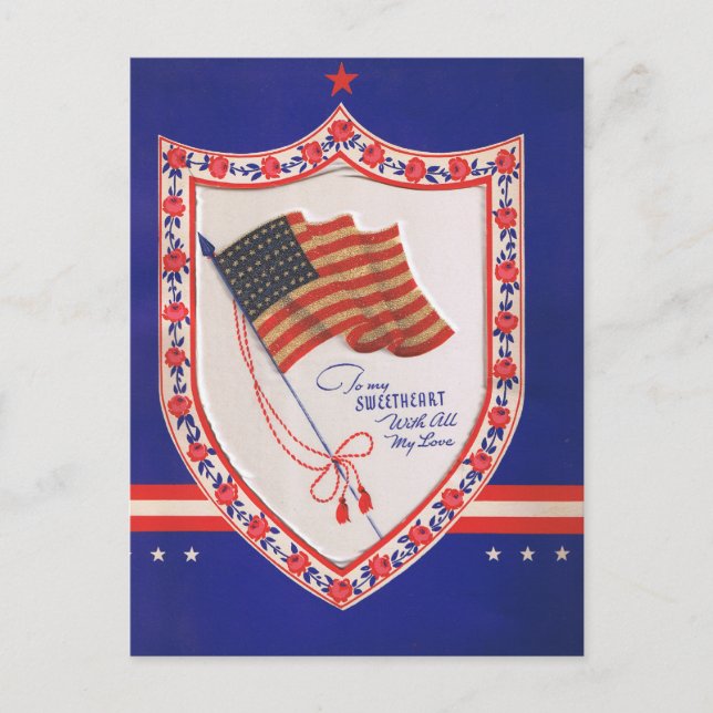 Vintages militärisches Valentin Feiertagspostkarte (Vorderseite)