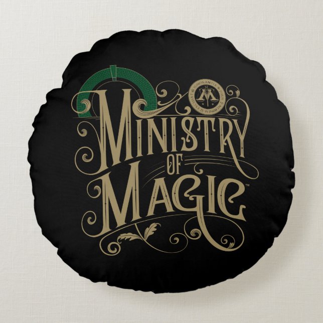 Vintages MINISTERIUM FÜR MAGIC™ Graphic Rundes Kissen (Vorderseite)