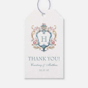 Vintages Mit Monogramm Wappen Hochzeit mit Flora V Geschenkanhänger
