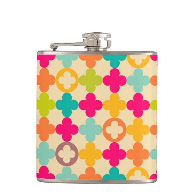 Vintages mittelalterliches Rosettemuster Flachmann (Vorderseite)