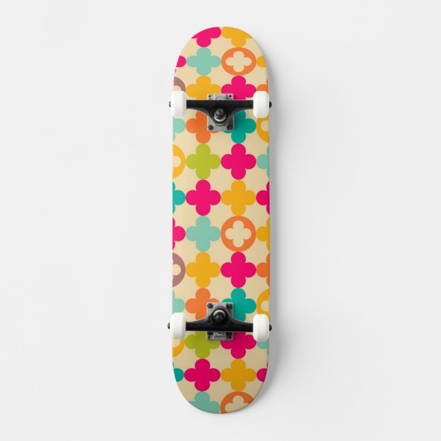 Vintages mittelalterliches Rosettemuster Skateboard (Vorderseite)