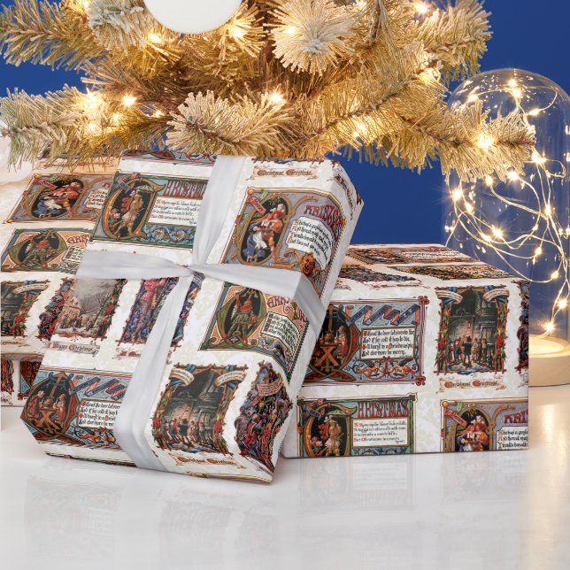 Vintages mittelalterliches Weihnachtsgebäck Geschenkpapier (Feiertage)