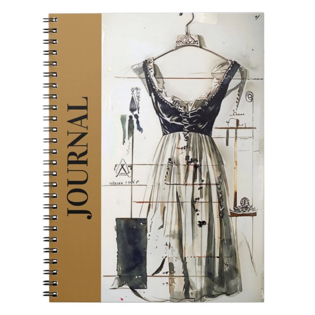 Vintages Mode-Notebook mit Dressedesign Notizblock (Vorderseite)