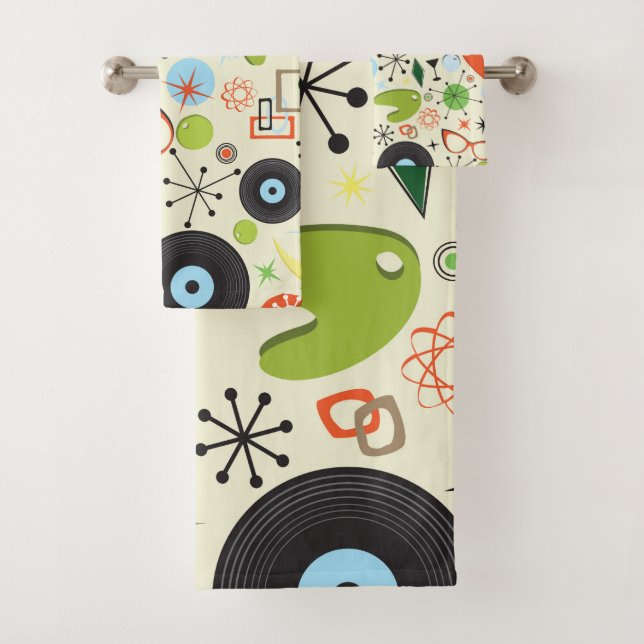 Vintages Modedesign der 50er Jahre Badhandtuch Set (Insitu)