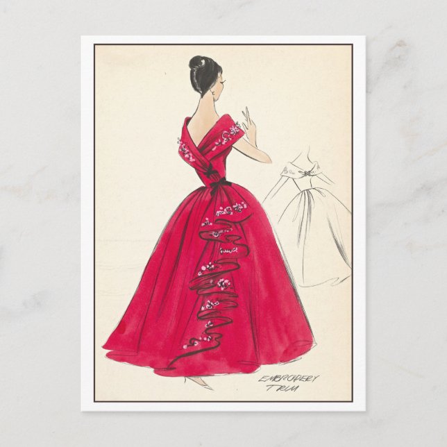 Vintages Modedesign für Abend Gown Postkarte (Vorderseite)