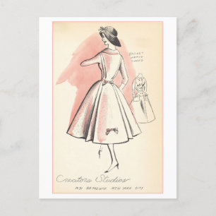 Vintages Modedesign für rosafarbene Kleidung Postkarte