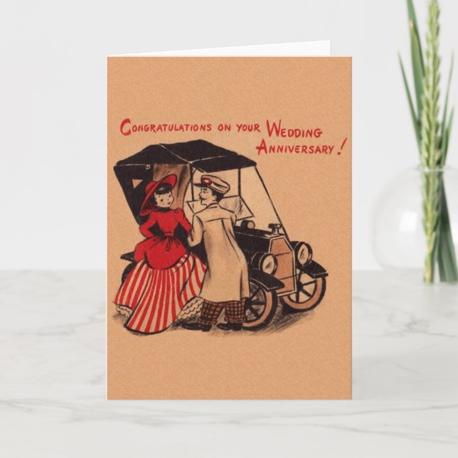 Vintages Modell T Hochzeitstag Grußkarte Karte (Vorderseite)