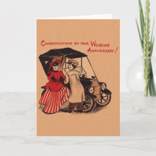 Vintages Modell T Hochzeitstag Grußkarte Karte