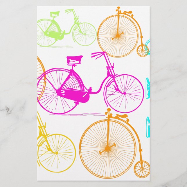 Vintages modernes Bikemodell leuchtendes Neonmuste Briefpapier (Vorderseite)