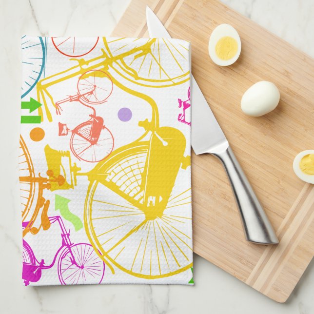 Vintages modernes Bikemodell leuchtendes Neonmuste Geschirrtuch (Viertel Falte)