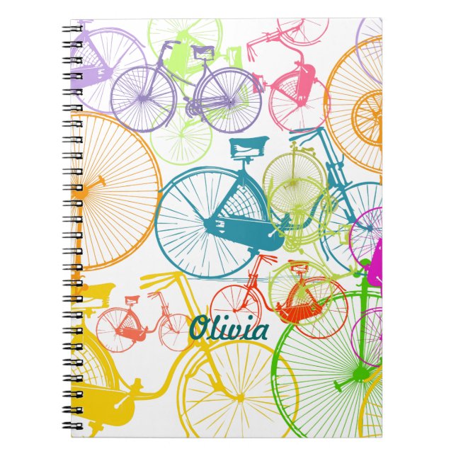 Vintages modernes Bikemodell leuchtendes Neonmuste Notizblock (Vorderseite)