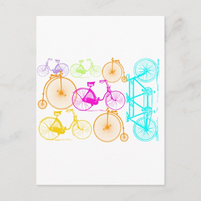 Vintages modernes Bikemodell leuchtendes Neonmuste Postkarte (Vorderseite)