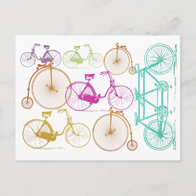Vintages modernes Bikemodell leuchtendes Neonmuste Postkarte (Vorderseite)