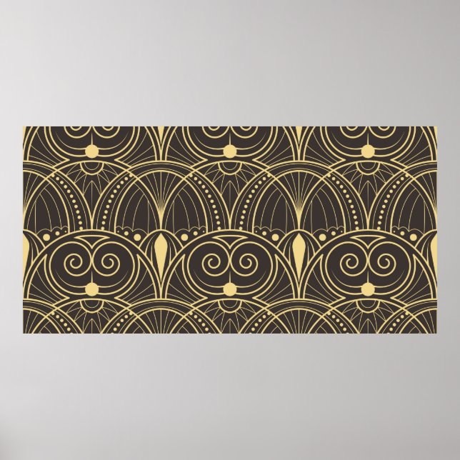 Vintages modernes geometrisches Fliesenmuster, gol Poster (Vorne)