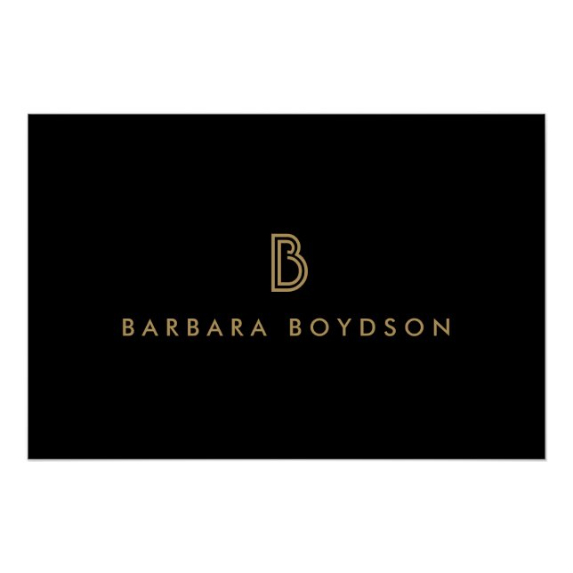 Vintages, modernes Gold/Black Monogram Logo Downlo Poster (Vorderseite)