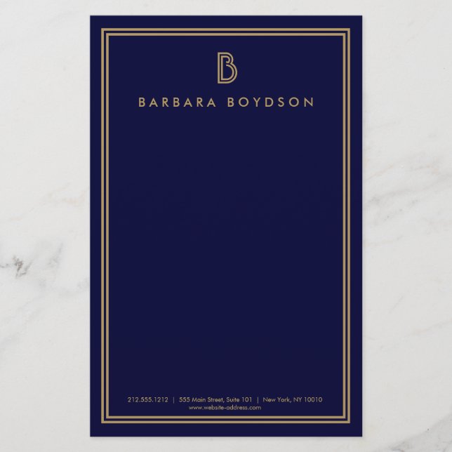 VINTAGES MODERNES GOLD- UND NAVATIONALMONOGRAMM-LO (Vorderseite)