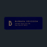 VINTAGES MODERNES GOLD- UND NAVATIONALMONOGRAMM-LO<br><div class="desc">Koordiniert bis 1201 mit der VINTAGEN MODERNEN GOLD und NAVY INITIAL MONOGRAM LOGO Business Card Template. Der stilisierte Einstieg für Ihren Namen wird zu einem klassischen,  modernen Logo auf diesen personalisierten Rücksendeadressen-Aufklebern. © 1201AM CREATIVE</div>