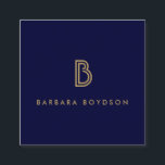 VINTAGES MODERNES GOLD- UND NAVATIONALMONOGRAMM-LO QUADRATISCHE VISITENKARTE<br><div class="desc">Die stilisierten Initialen für Ihren Namen oder Firmennamen werden zu einem klassischen,  modernen Logo auf dieser luxuriösen Visitenkartenvorlage. Ideal für jede Branche. © 1201AM CREATIVE</div>