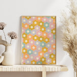 Vintages, modernes Hexagon-Blume-Muster in Pastel Poster<br><div class="desc">Dieses süße Muster zeigt die Hexagon-Blume im englischen Papierformat in einer Vintagen,  modernen Pastellfarbenpalette aus Rosa,  Lavendel,  Pfirsich,  aquamarin und Senf. Großartiges Geschenk für Quilter.</div>